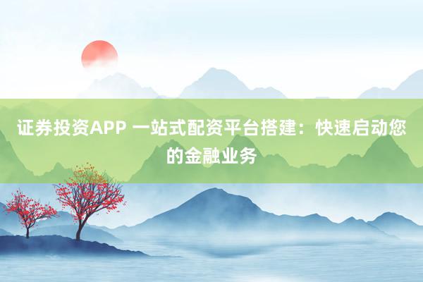 证券投资APP 一站式配资平台搭建：快速启动您的金融业务