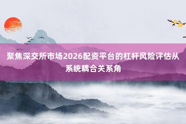 聚焦深交所市场2026配资平台的杠杆风险评估从系统耦合关系角