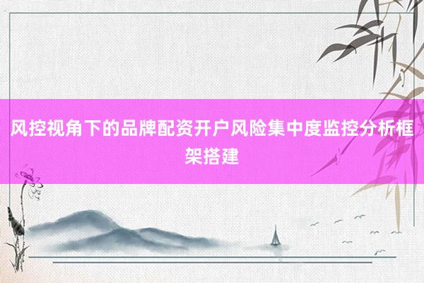 风控视角下的品牌配资开户风险集中度监控分析框架搭建