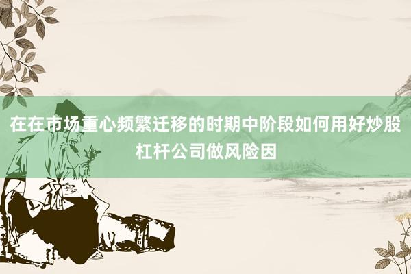 在在市场重心频繁迁移的时期中阶段如何用好炒股杠杆公司做风险因