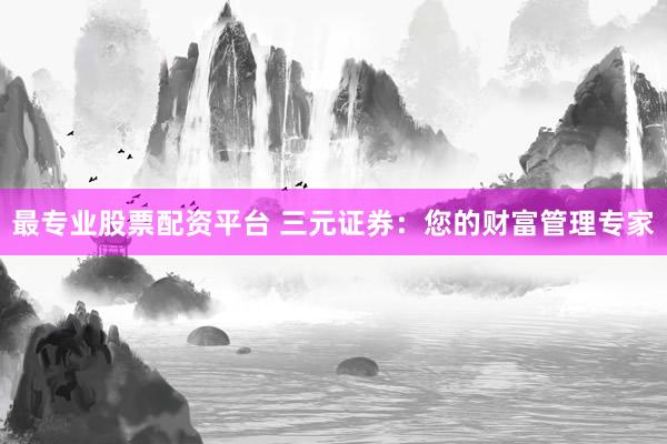最专业股票配资平台 三元证券：您的财富管理专家