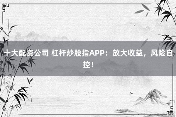 十大配资公司 杠杆炒股指APP：放大收益，风险自控！