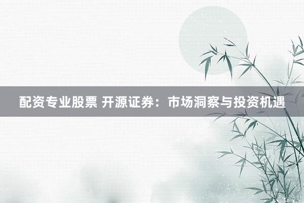 配资专业股票 开源证券：市场洞察与投资机遇