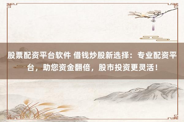 股票配资平台软件 借钱炒股新选择：专业配资平台，助您资金翻倍，股市投资更灵活！