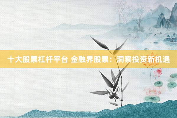 十大股票杠杆平台 金融界股票：洞察投资新机遇